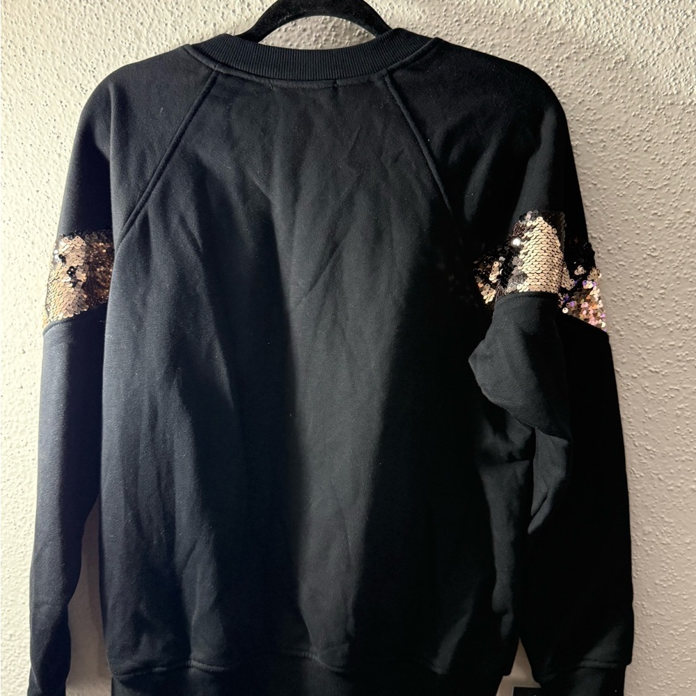 Black and Gold Sequin Women's Sweatshirt Size XXL - Picture 5 of 10